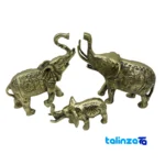 Norina Bronze Elephant Caravan Statue Set design and key details (Front view)