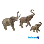 Brass Elephant Statue Set - Charming Trio design and key details (Front view)