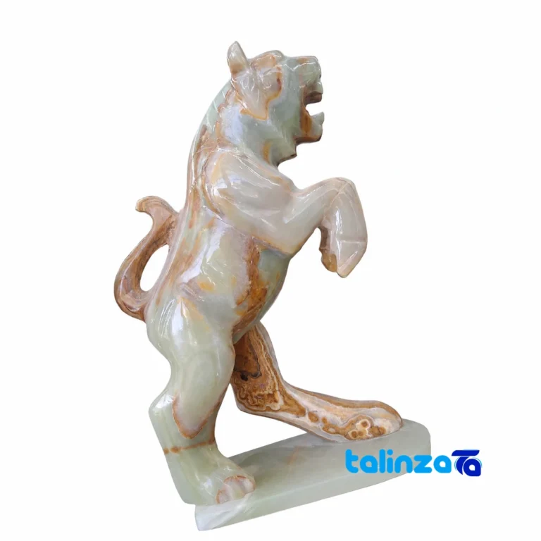 Front view of Ono64 Marble Tiger Statue Classic Design Animal Sculpture and key details