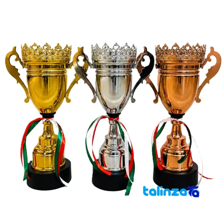IR050 Trophy Cup Model Statue Set of 3 - Front view showing design and key details
