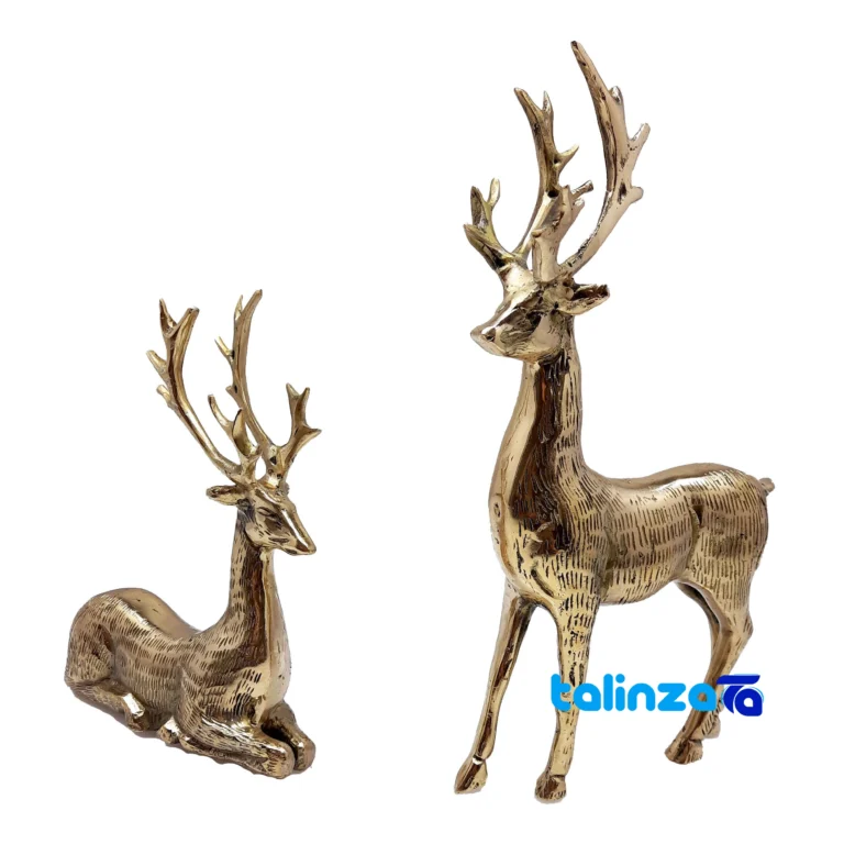 Front view of Bronze Deer Figurine Set - Elegant Home Decor design and key details