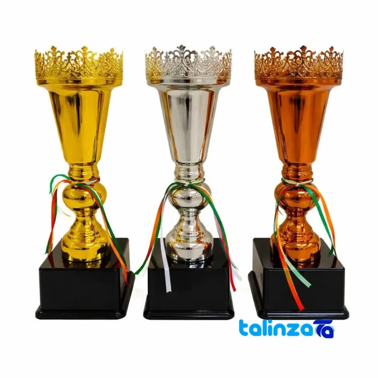 IR012 Trophy Cup Model Sculpture Set of 3 Sculptural - Front view showing design and key details