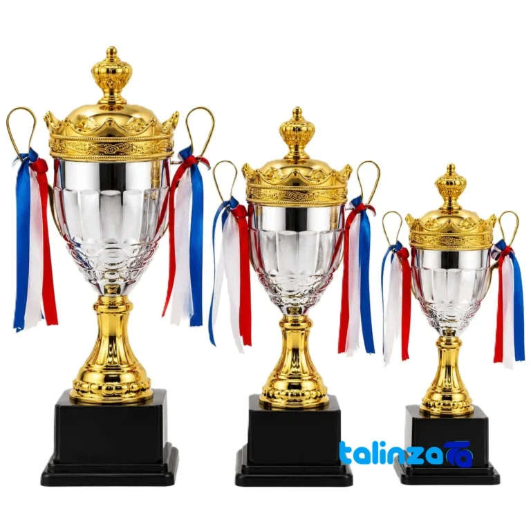 Front view of IR049 Trophy Cup Model Statue Set - Modern Design and key details