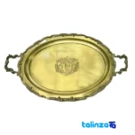 Brass Oval Tray 22702 with Carrying Handles - Front view showing saffron grade and packaging