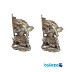 Guan Yu Bronze Statue Set Rock and Flag - Front view showing design key details