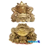 Front view of China Bronze Frog Statue Set - Elegant Design and key details