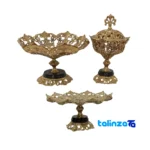 Brass Petal Design 3-Piece Serving Set and key details (Front view)