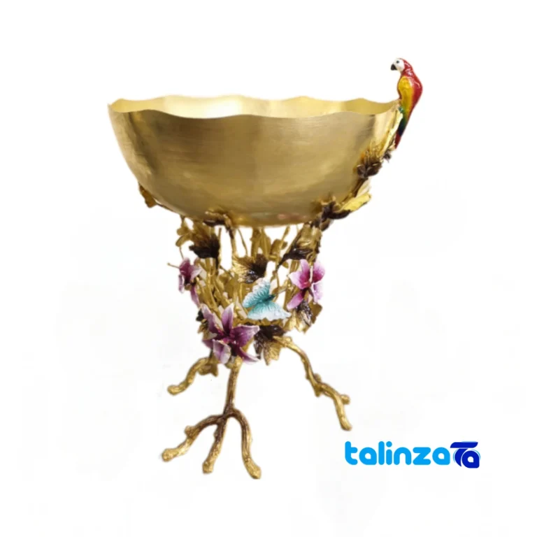 Sim Jalilian Gallery Brass Fruit Bowl Unique Design - Front view showing and key details