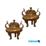 Front view of Gianlang Bronze Chocolate Bowl Unique Horned Design and key details