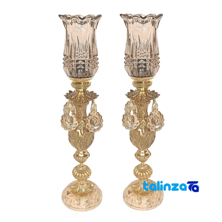 Front view of Brass Candle Holder Set H-1350 Elegant Design and key details