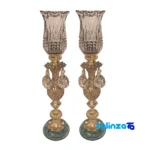 Brass Candle Holder Set Elegant Design - Front view showing and key details
