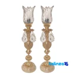 Brass Candle Holder Set H-1347 Elegant Design saffron grade and packaging (Front view)