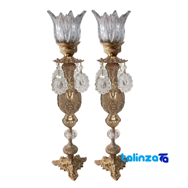 H-1355 Brass Candle Holder Set of Two design and key details (Front view)