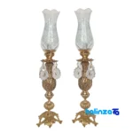 Brass Candle Holder Set Elegant Design - Front view showing and key details