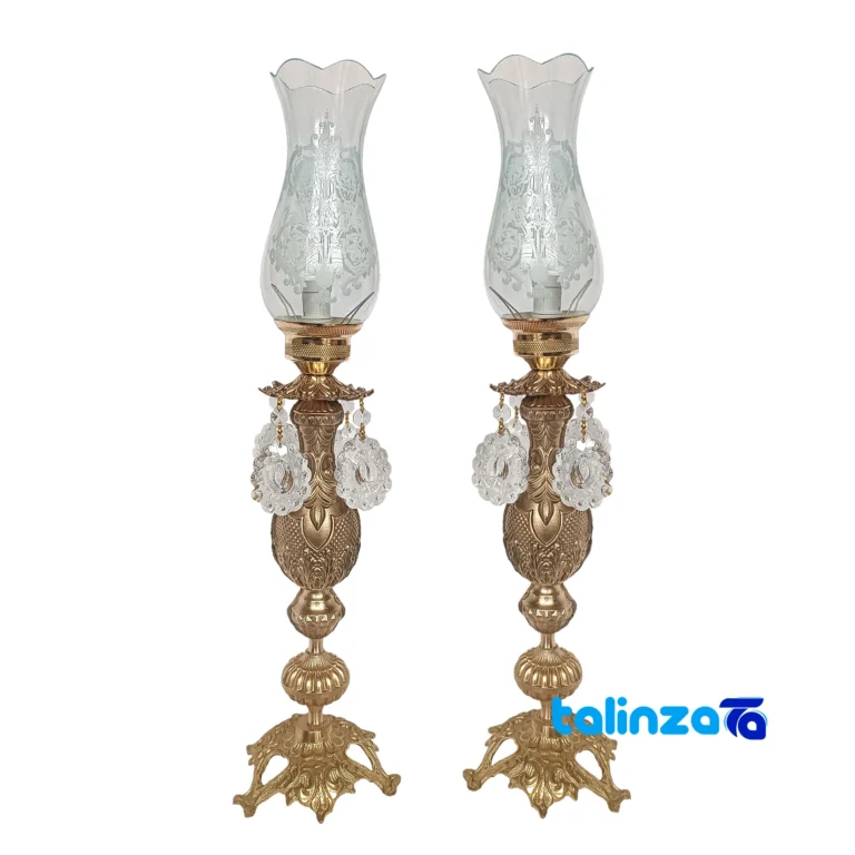 Brass Candle Holder Set Elegant Design - Front view showing and key details