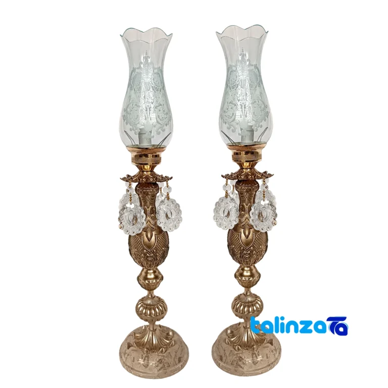 Brass Candle Holder Set H-1344 - Front view showing design and key details
