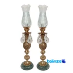 Brass Candle Holder Set of 2 Elegant Design - Front view showing and key details