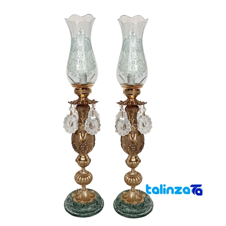 Brass Candle Holder Set of 2 Elegant Design - Front view showing and key details
