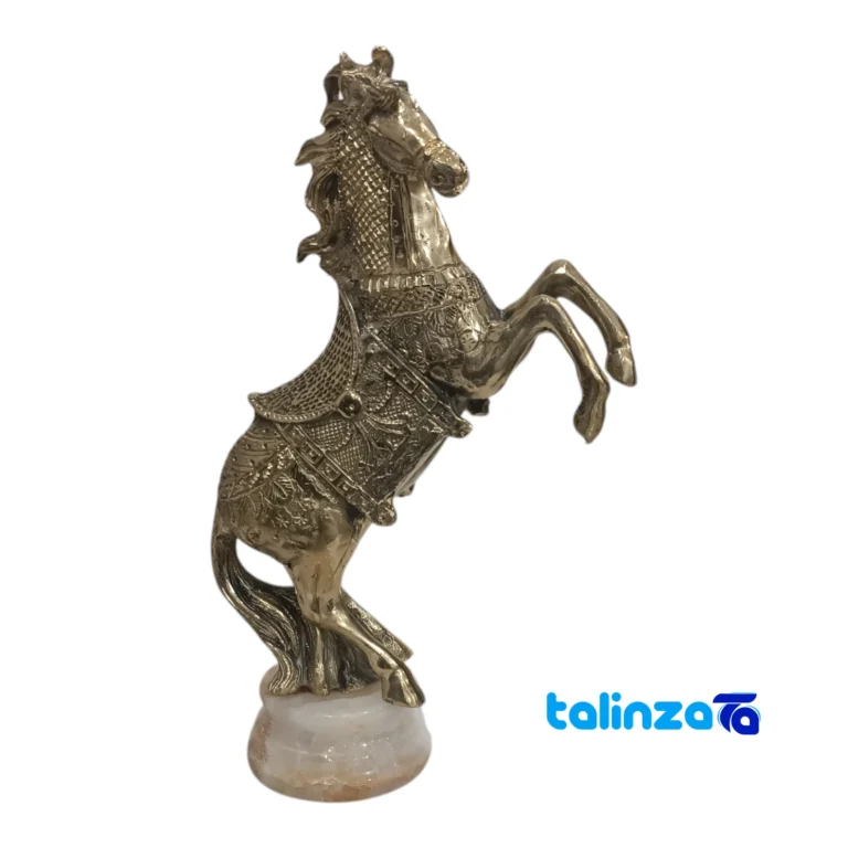 Brass Horse Statue H-2098 Unique Design - Front view showing and key details