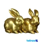 China Bronze Rabbit Statue Set of 2 - Front view showing design and key details