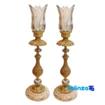 Emperor Brass Candle Holder Set of Two design and key details (Front view)
