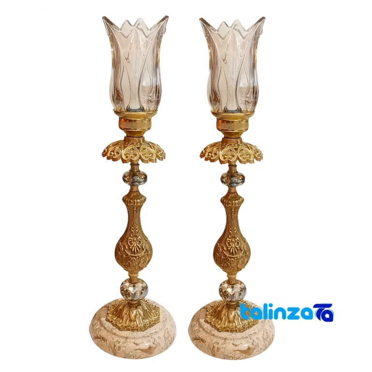 Emperor Brass Candle Holder Set of Two design and key details (Front view)