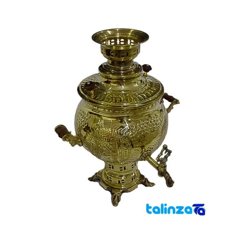 Brass Charcoal Samovar Model Tupi 30x30x40 cm - Front view showing design and key details