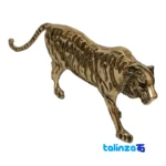 Brass Tiger Sculpture Decorative Art Piece - Front view showing design and key details