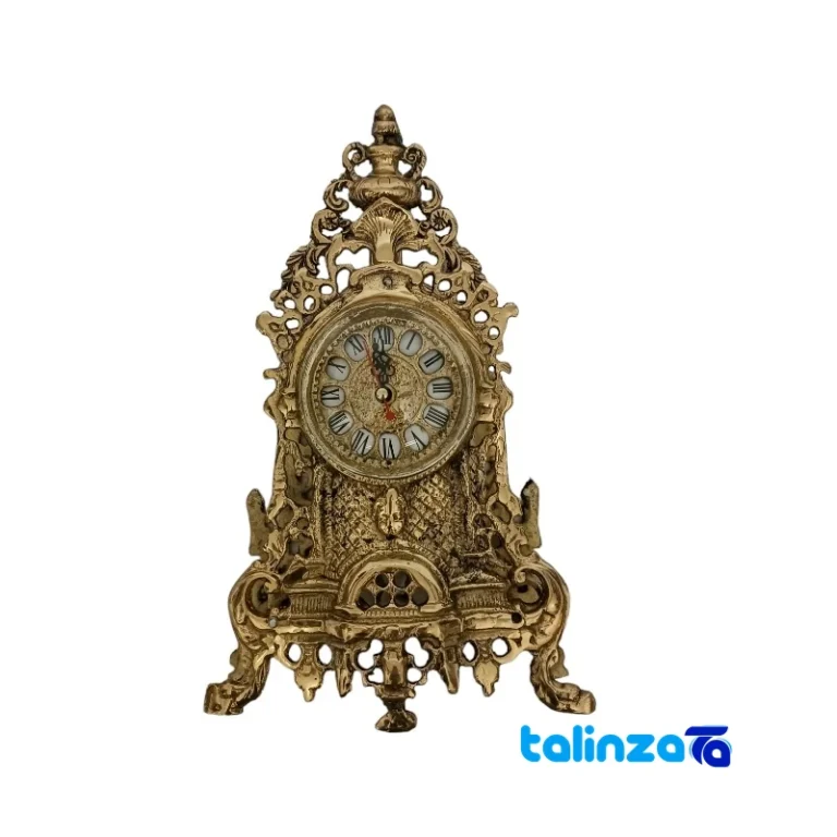 Kant Brass Desk Clock Decorative Model 20x9x34 cm dial layout and markers (Front view)