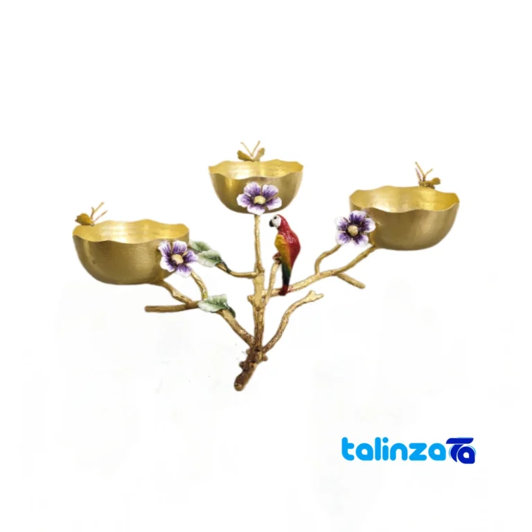 Front view of Sim Jalilian Brass Serving Tray - Elegant Design 30x30x15 cm and key details