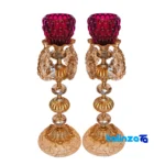 Brass Candle Holder Set H-1328 Elegant Design - Front view showing and key details