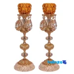 Brass Candle Holder Set H-1327 Elegant Design saffron grade and packaging (Front view)