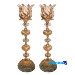 Brass Candle Holder Set H-1337 Elegant Design and key details (Front view)