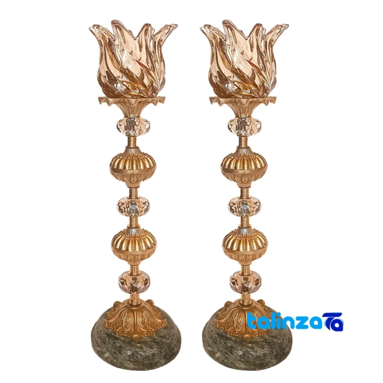 Brass Candle Holder Set H-1337 Elegant Design and key details (Front view)