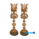 Front view of Brass Candle Holder Set H-1339 Elegant Design and key details