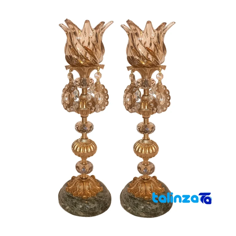 Front view of Brass Candle Holder Set H-1339 Elegant Design and key details