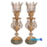 Brass Candle Holder Set of 2 Elegant Design and key details (Front view)