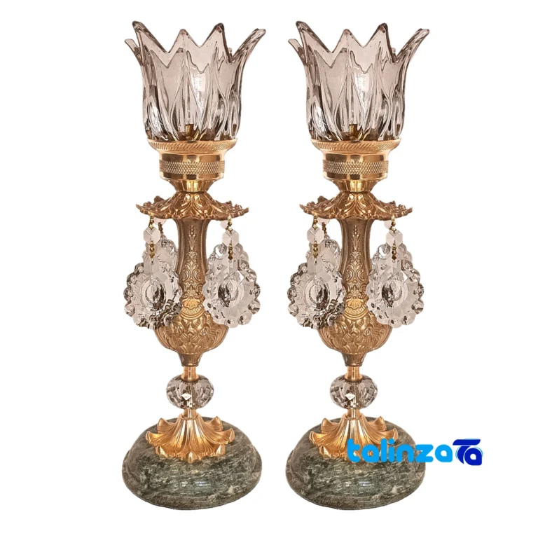 Brass Candle Holder Set of 2 Elegant Design and key details (Front view)