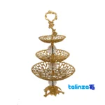 Elegant Brass Three-Tier Candy Dish 24x24x45 cm design and key details (Front view)