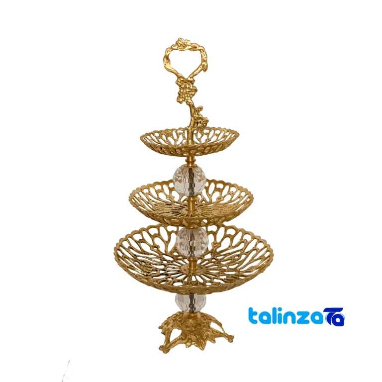 Elegant Brass Three-Tier Candy Dish 24x24x45 cm design and key details (Front view)