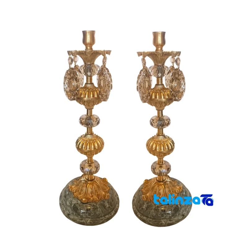 Brass Candle Holder Set H-1333 Elegant Design and key details (Front view)