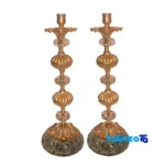 Front view of Brass Candle Holder Set H-1335 Elegant Design and key details