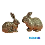 Brass Decorative Rabbit Model Set of Two 26x9x13 cm design and key details (Front view)