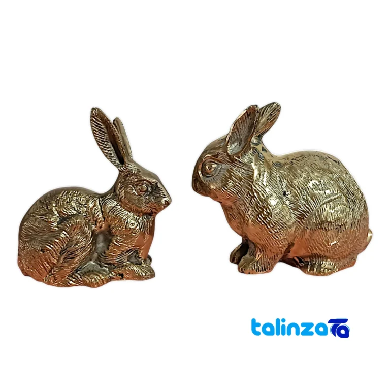 Brass Decorative Rabbit Model Set of Two 26x9x13 cm design and key details (Front view)
