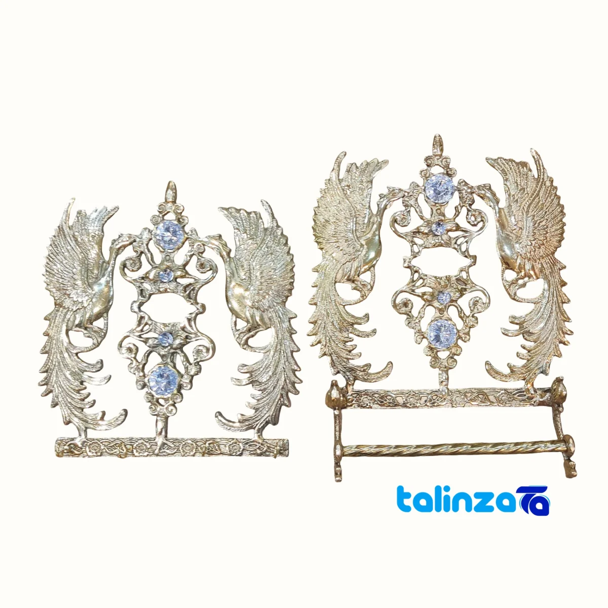 Front view of Bronze Key Holder with Towel Rack - Simorgh Model 30x25x10 cm design and details