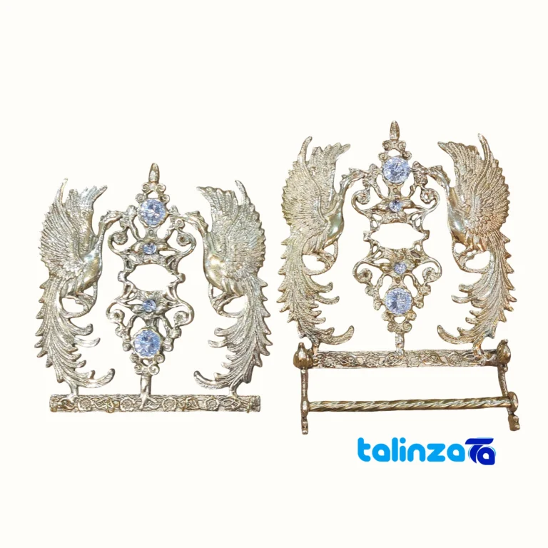 Front view of Bronze Key Holder with Towel Rack - Simorgh Model 30x25x10 cm design and details