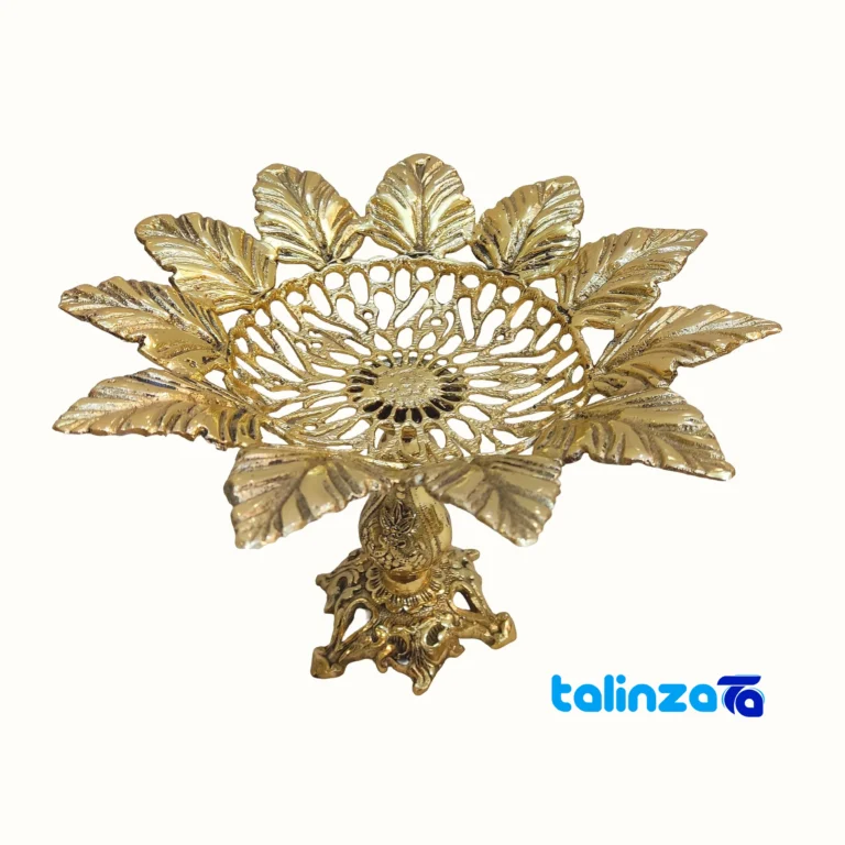 Bronze Leaf Design Fruit Bowl - Front view and key details
