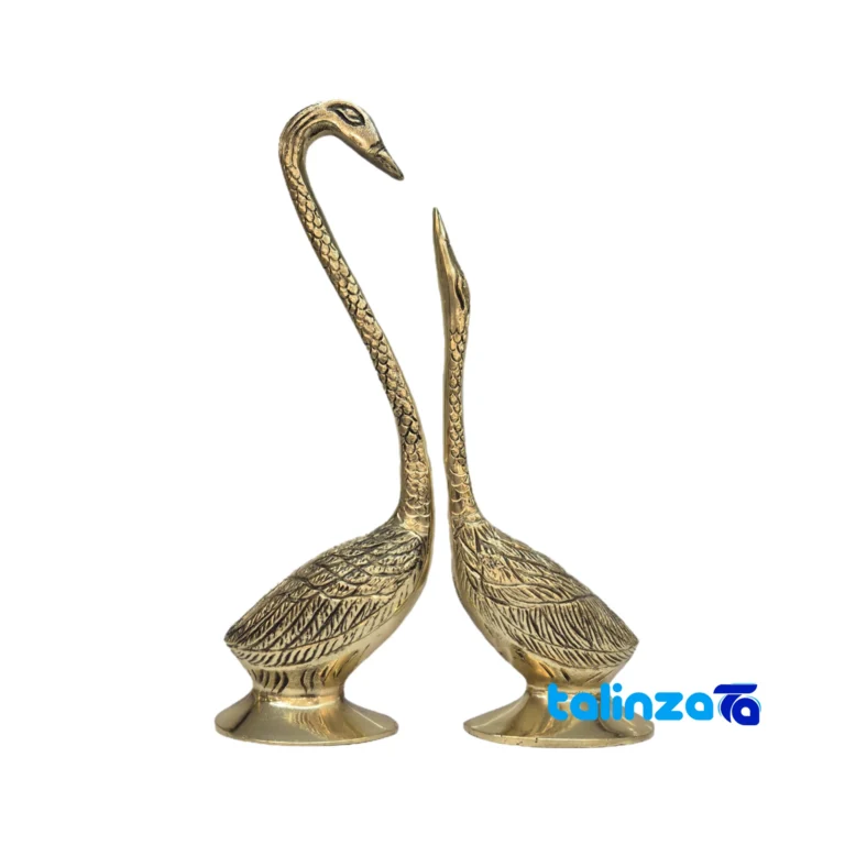 Brass Swan Love Figurines Set 18x4x26 cm saffron grade and packaging (Front view)