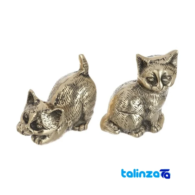 Front view of Brass Cat Decor Set - Charming Design and key details