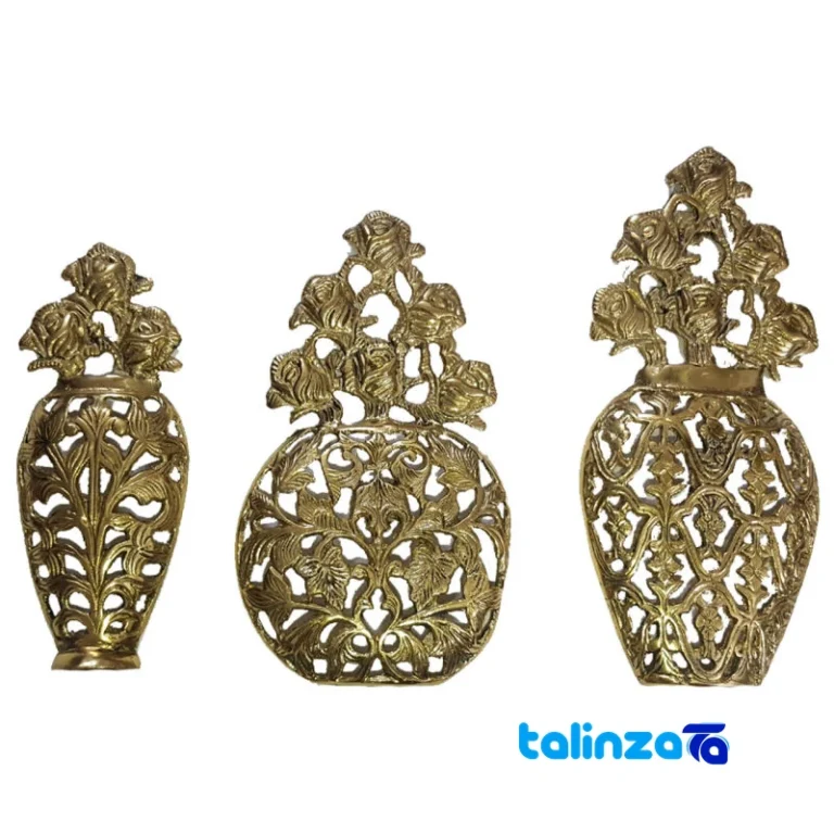 Brass Wall Decor Planter Set of 3 - Front view showing design and key details